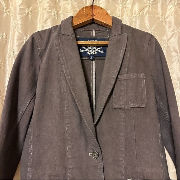 J. Crew Long Parke Blazer Denim Jacket Gray Brown - Picture 4 of 12